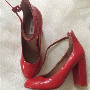 Steve Madden - red leather patent heels. Size 9